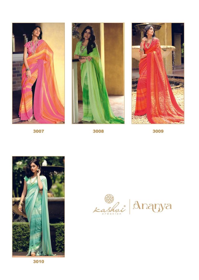 Kashvi Ananya Printed Georgette Fancy Ethnic Wear Saree Collection